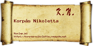Korpás Nikoletta névjegykártya